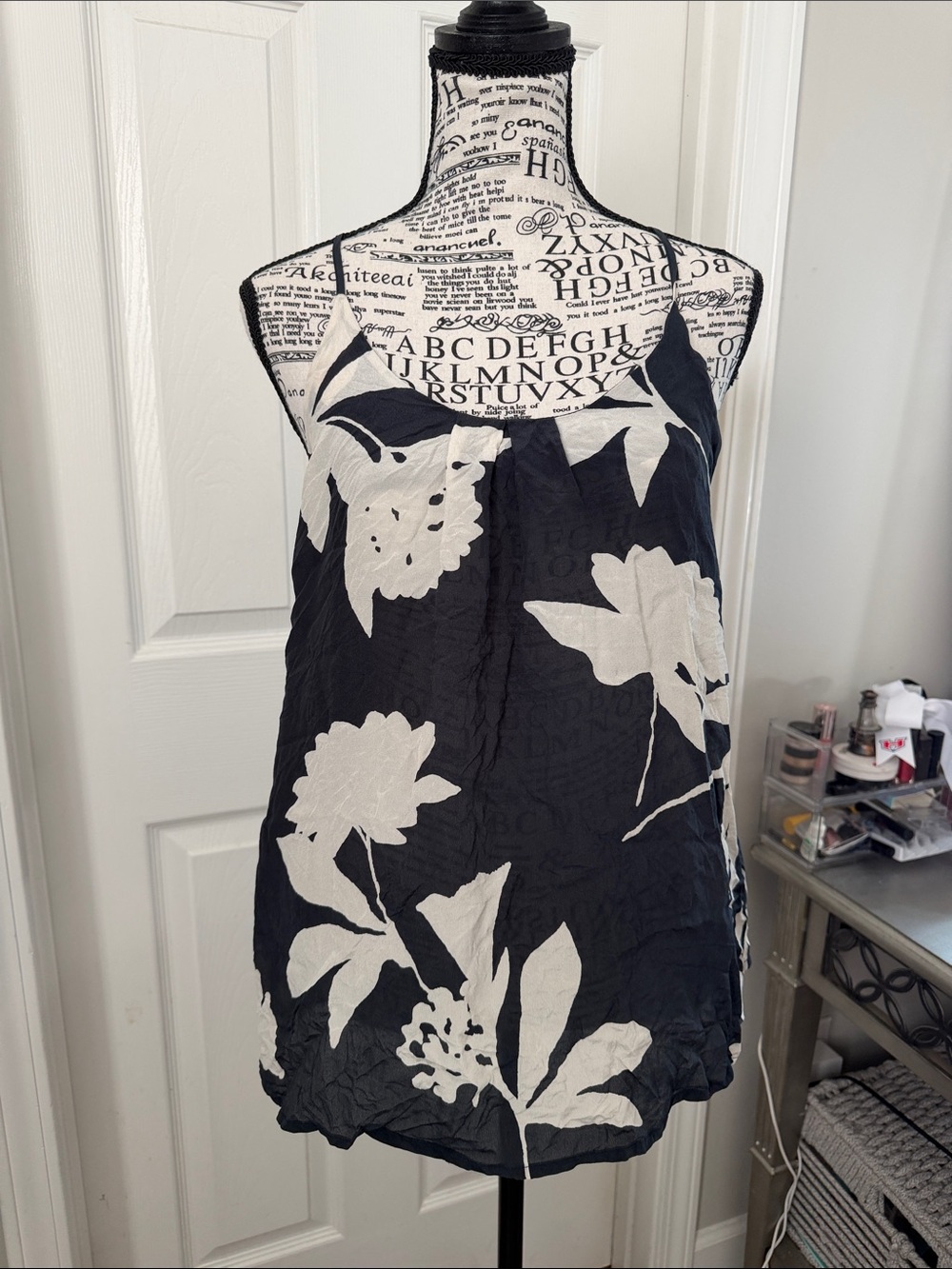 Lucky Brand Black & White Strapless Floral Top